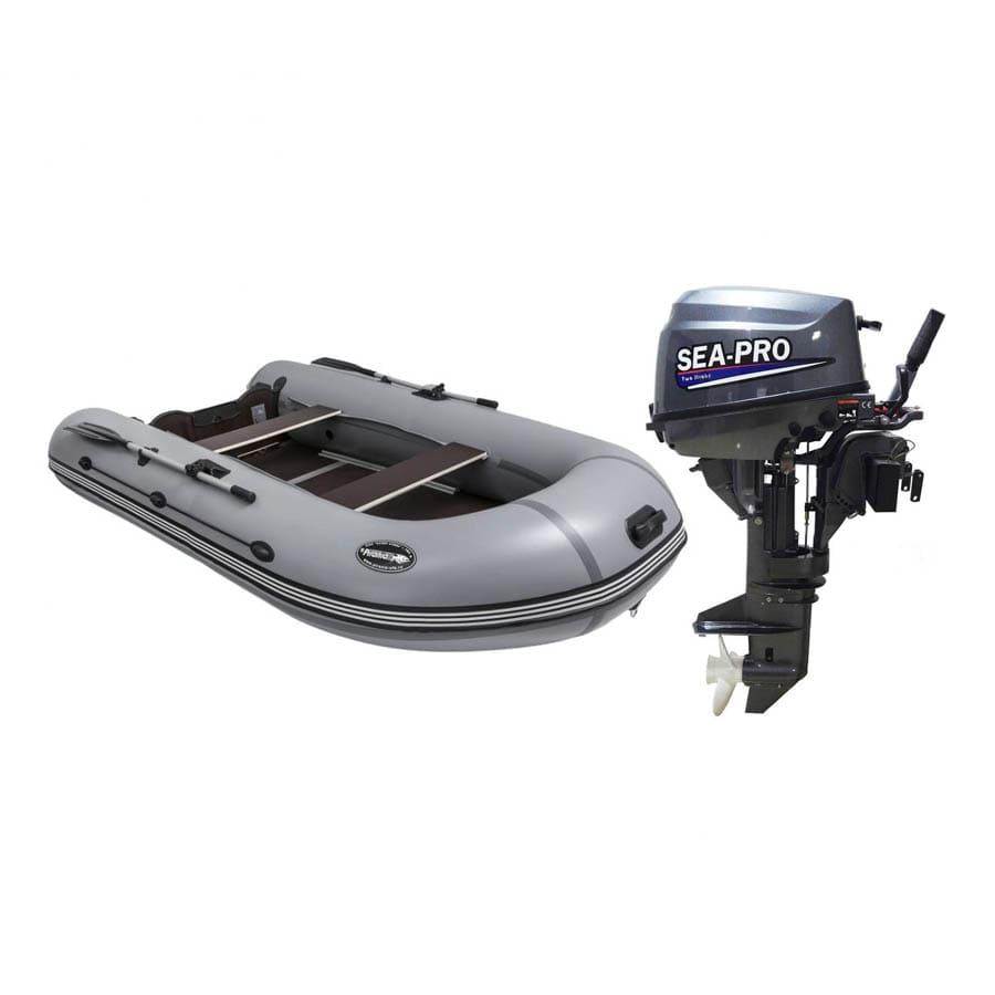 Лодка ПВХ Пиранья 330 X5 SL со стрингерами и мотор Sea Pro F 9.8 S